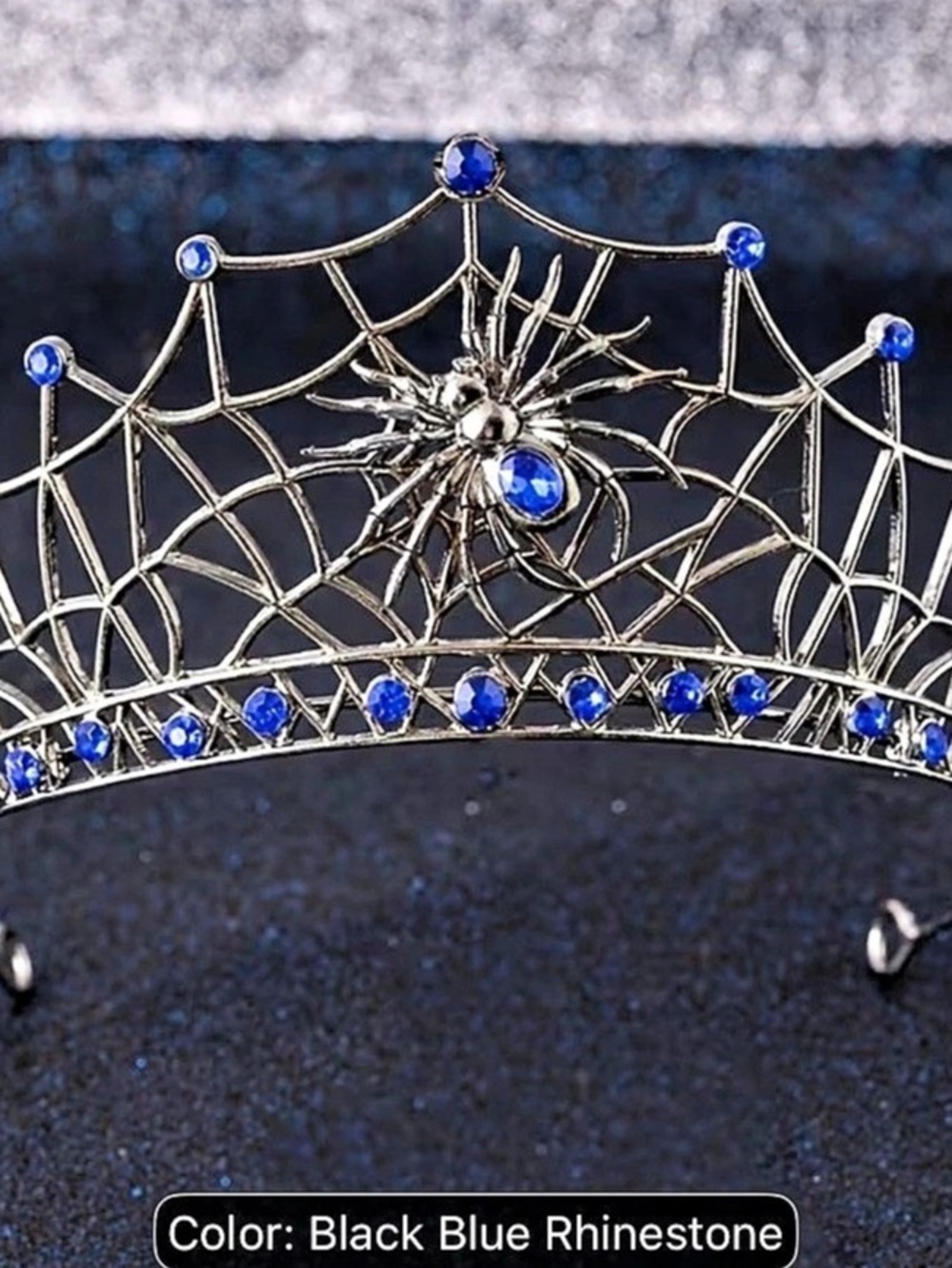 Black & Blue Rhinestone Spiderweb Tiara